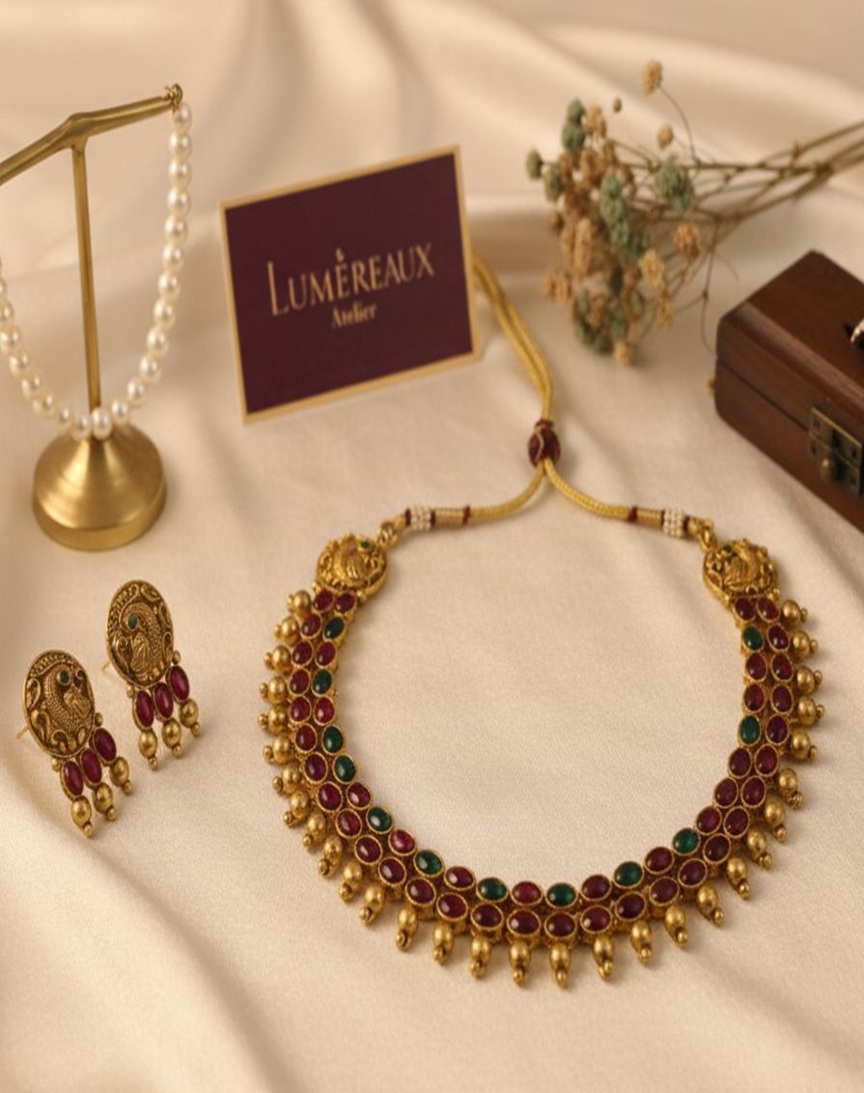 Swarnika Ruby Emerald Set