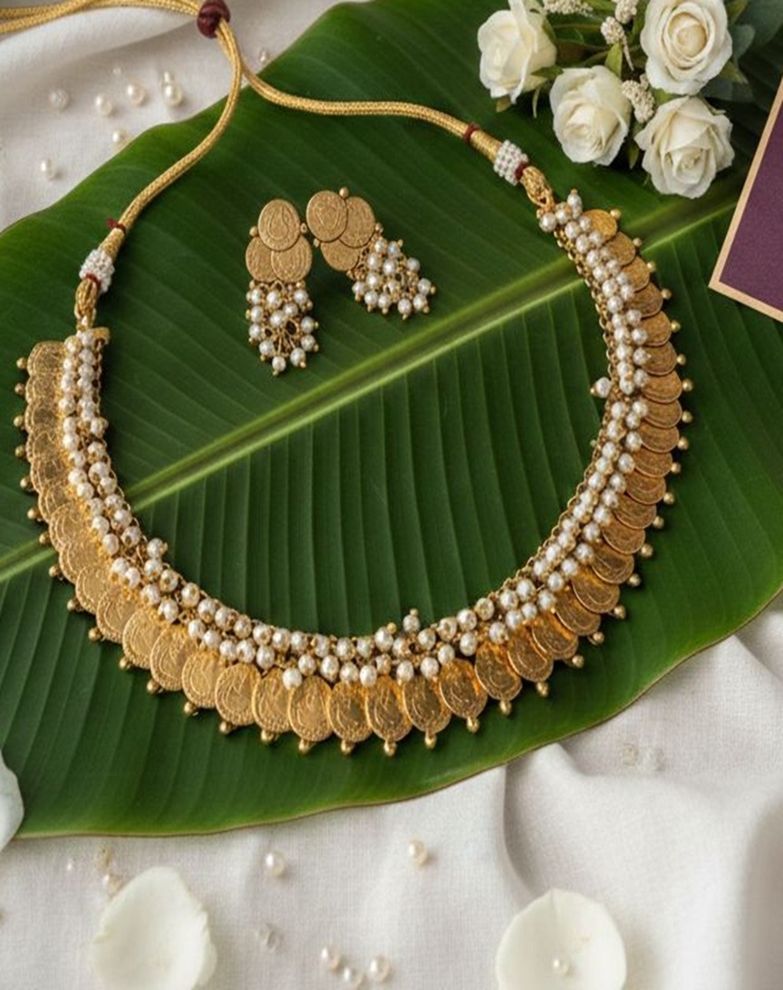 Golden Grain Pearl Choker Set