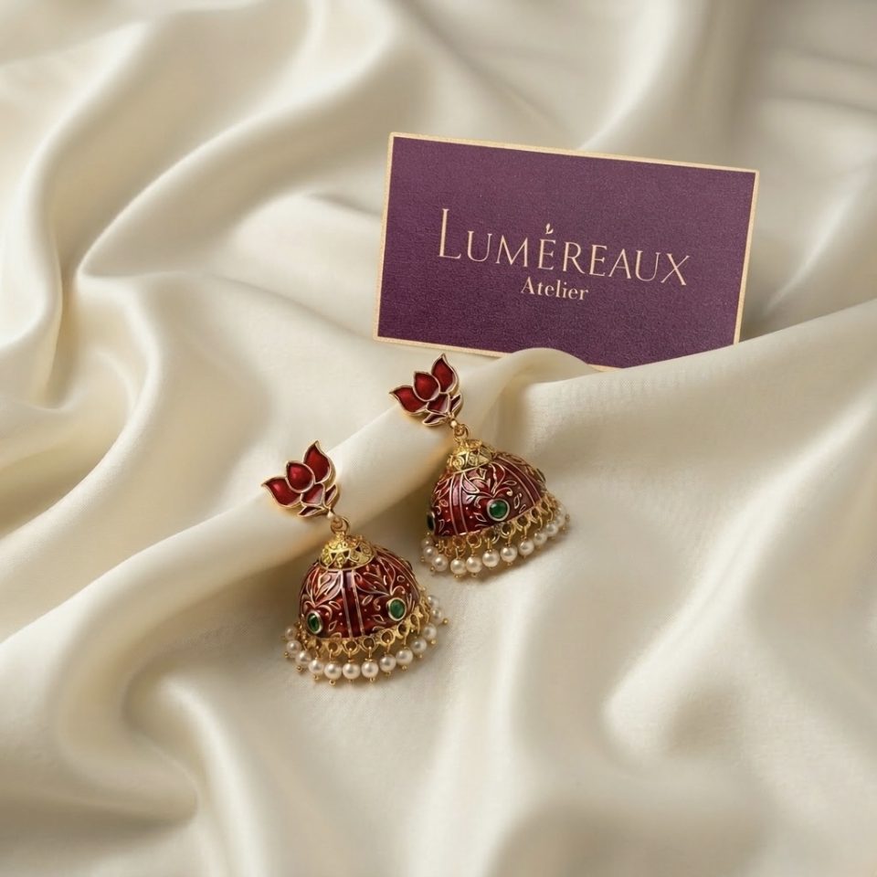 Crimson Lotus Jhumkas
