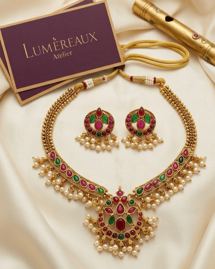 Lotus Petal Drops Necklace set