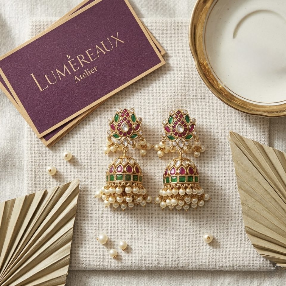 Kundan Pearl Jhumkas