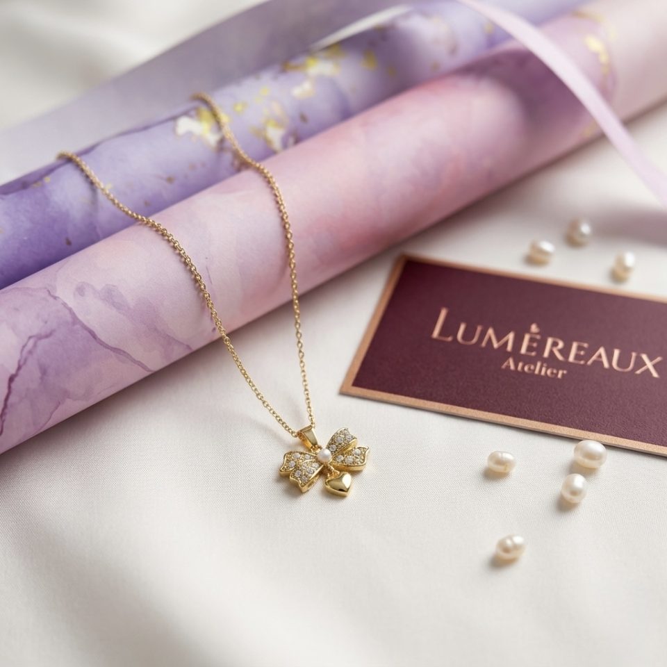 Love-Knot-Pearl Drop Necklace