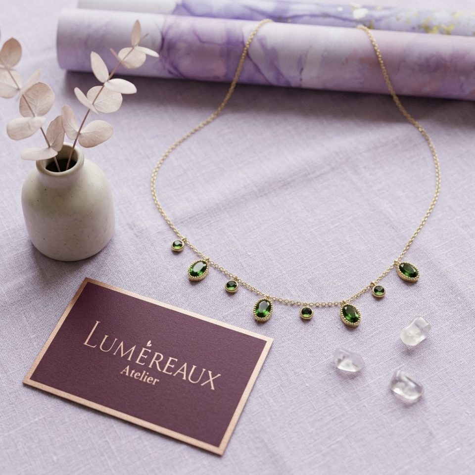 Emerald Olive Drops Necklace